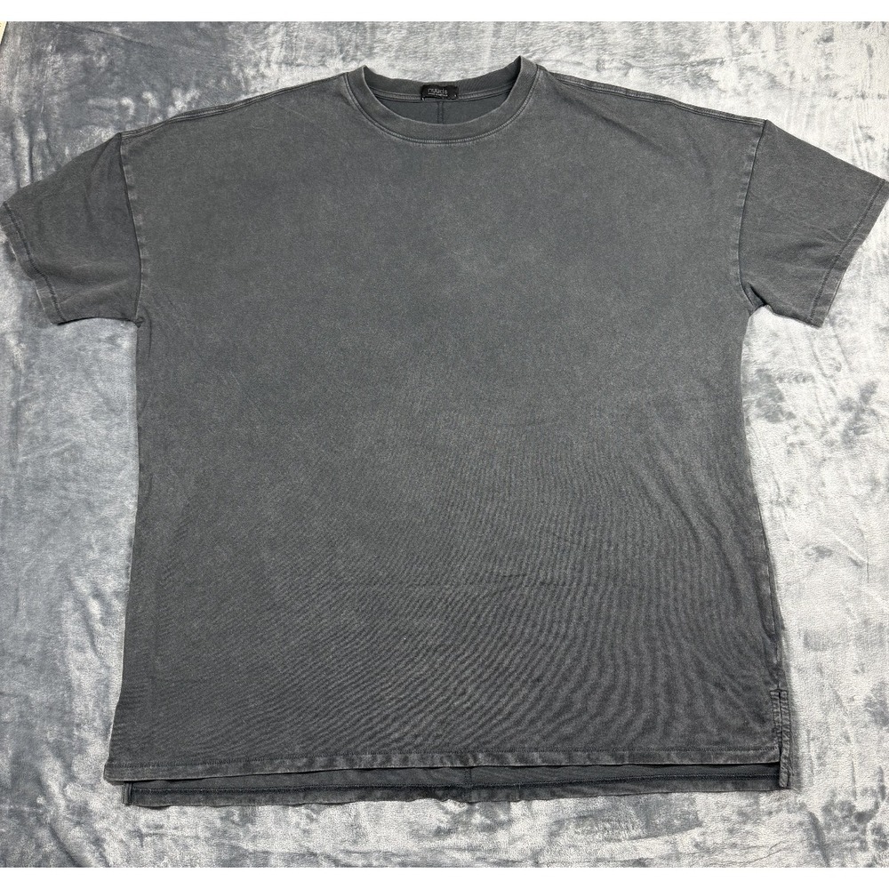 nuuds Men's Vintage Cotton Oversized T Shirt Large Washed Charcoal Gray Boxy Tee